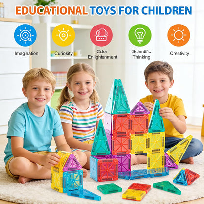 Mini Magnetic Tiles,34 PCS Magnetic Blocks with Metal Storage Box,Magnetic Building Tiles ,STEM Educational Travel Magnetic Tiles,Toddler Magnetic Toys for Kids Boys Girls Christmas Birthday Gifts