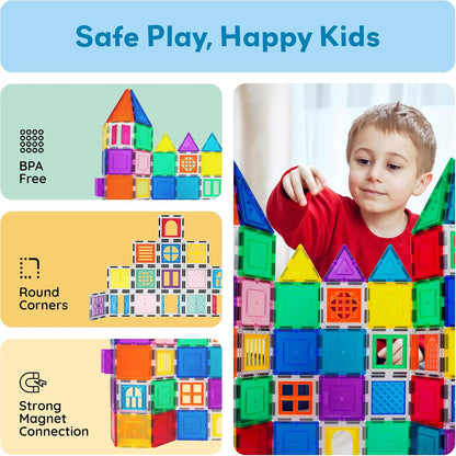 PicassoTiles Window and Door Clip On Magnetic Blocks Magnet Tiles Magnets Building Tile Construction Toy Set STEM Education Toys Learning Kit Stacking Block Playset Boys & Girls Age 3+ PT30