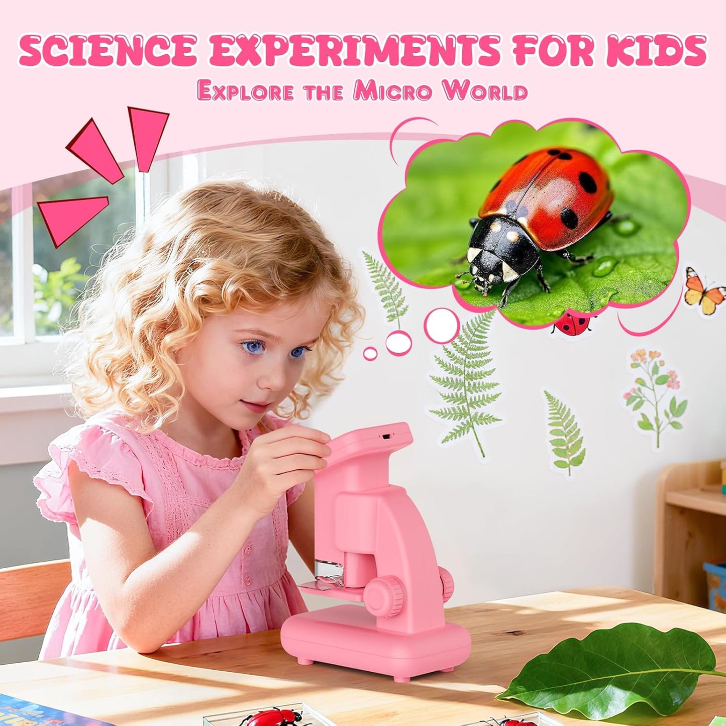 1200X Microscope for Kids, 2 in 1 Handheld & Desktop Digital Microscope with 9 Slides Science Kit, Portable Microscope HD Screen Video Record, STEM Educational Toys Gifts for Ages 3-12 Boys Girls