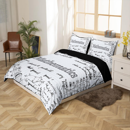 Erosebridal Science Theme Bedding Set Queen Size for Boys Girls Chemistry Periodic Table Print Duvet Cover Chemical Subject Theme Comforter Cover Teens Kids Math Science Atyle Bedspread Cover 3 Pcs