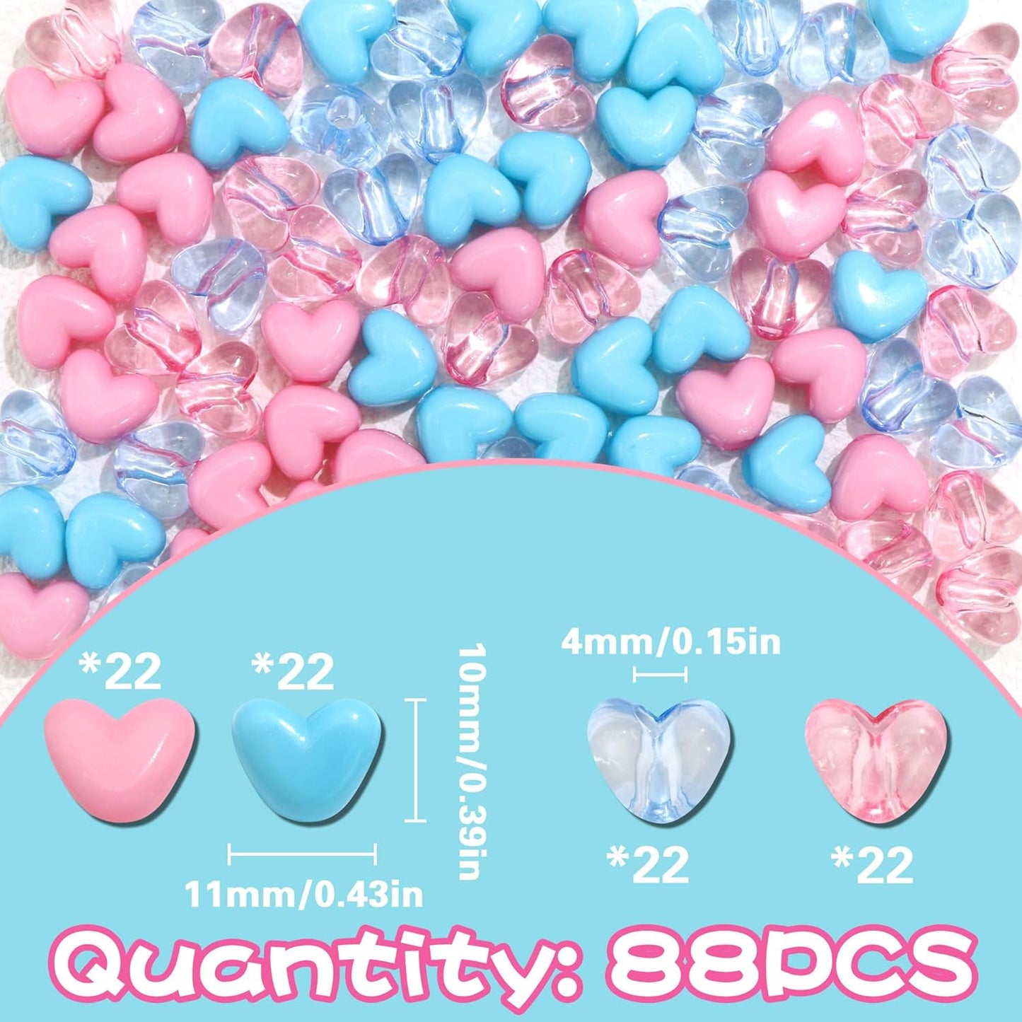 90PCS Heart Hair Beads for Braids Blue Pink Loc Dreadlock Valentine's Day Bead Accessories Purple Cute Acrylic Heart Shape Beads for Kids Girls