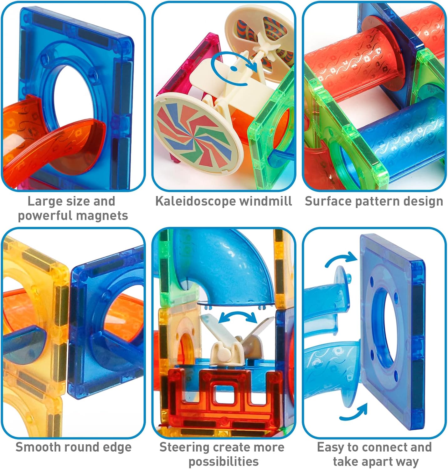 MAGBLOCK 85Pcs Marble Run Magnetic Tiles Toy Building Blocks STEM Educational Child Brain Development Kit Magnet Construction Toys for Boys Girls Kids Age 5 6 7+ Years Old