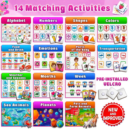 Curious 2 Learn Montessori Busy Book for Toddlers Ages 3-5 – Preassembled Preschool Learning Binder with 28 Activities, Travel Bag & 8 Markers – Educational Toy & Gift for 3 Year Old Boys (Blue)