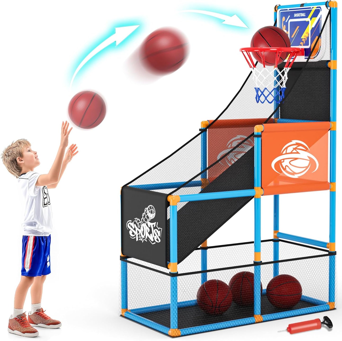 Toddler Basketball Hoop & Soccer Goal Baseball Play Activity Center,Toys for 1 2 3 Year Old Boys Girls,Montessori Sports Toys with Sound Music Christmas Birthday Gifts for Baby Kids 12 Months+