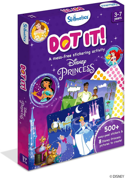 Skillmatics Dot It Sticker Art - Disney Princess, Mess-Free Fun for Kids, 500+ Stickers, Craft Kits, DIY Scrapbooking Activity, Gifts for Girls & Boys Ages 3, 4, 5, 6, 7