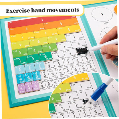 Magnetic Fraction Tiles 1 Set Educational Colorful Fraction Manipulatives with Magnetic Snap Writable Erasable Cute Cartoon Games Math Teaching Tools