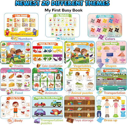 Huijing Montessori Preschool Learning Activities Busy Book - Workbook Activity Binder / Toys for Toddlers, Autism Learning Materials and Tracing Coloring Book