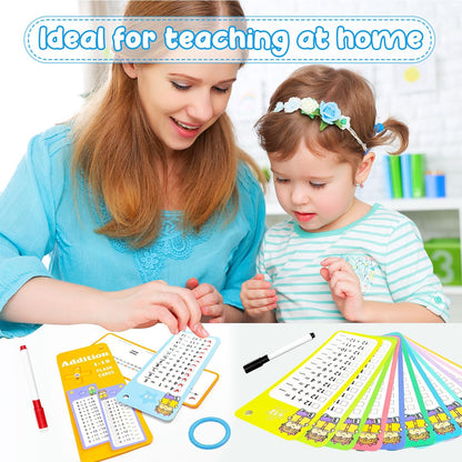 1-12 Multiplication Flash Cards, Large Math Table Flashcards, Including 15 Cards, 2 Dry Erase Markers, 1 Rings, Educational Times Table Flashcards for Classroom Home, for 1st to 3rd Grades