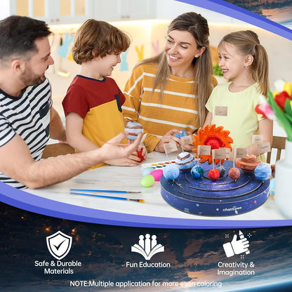 Solar System Project Kit for Kids, Mixed Sized Foam Balls, Painting Tools and Disc Planetary Orbits, DIY Planets Model for Kids, Stem Toy for Boys and Girls