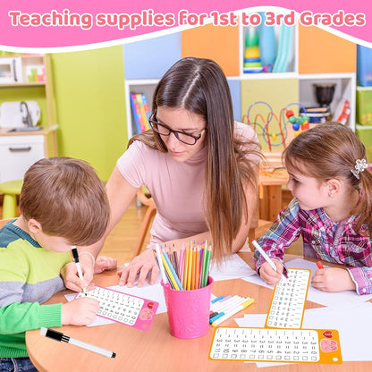 15Pcs Multiplication Flash Cards 0-12, Time Table Flash Cards Chart with 2 Dry Erase Pens 1 Rings, Educational Math Multiplication Chart for 1st to 3rd Grades Fun Learning with Math Game