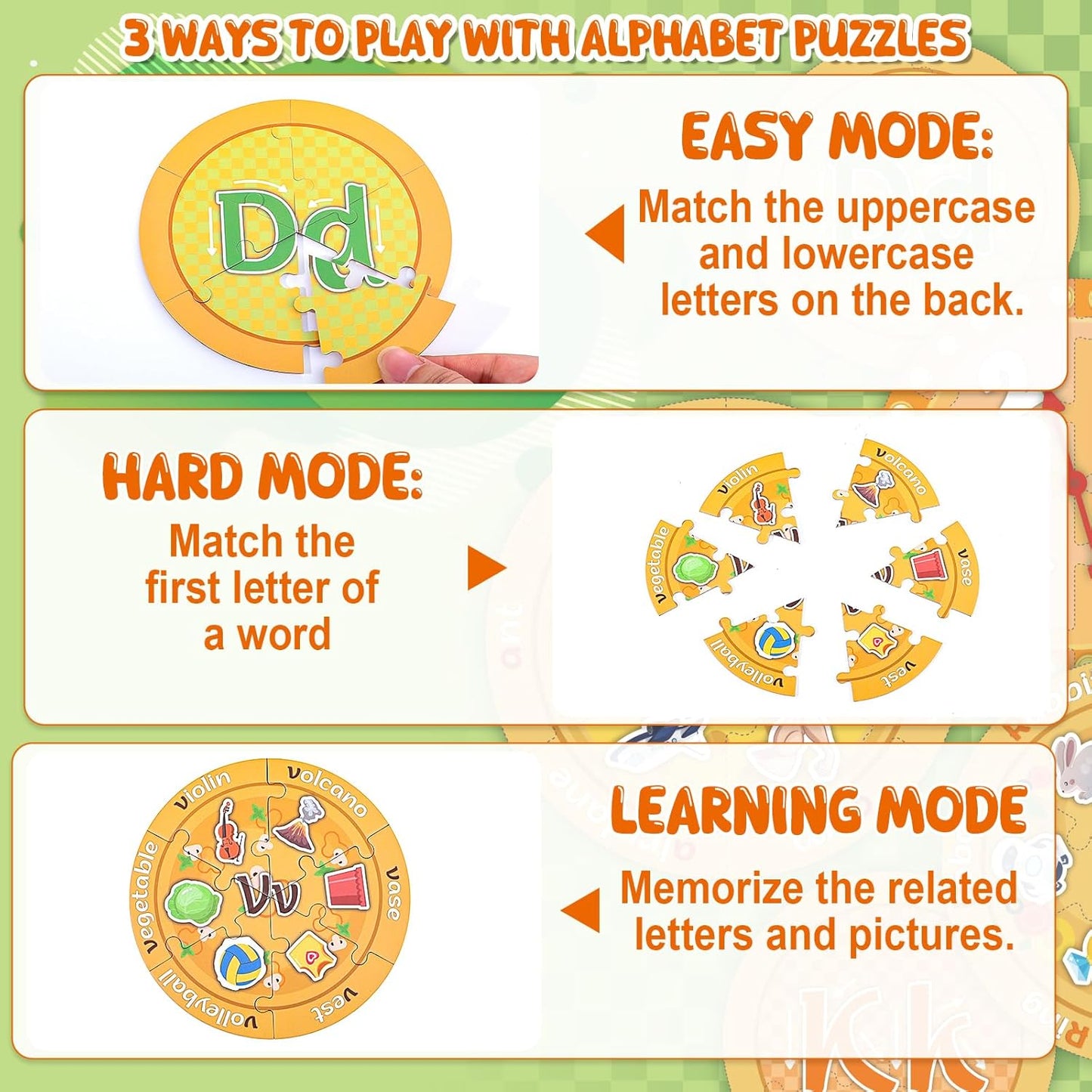 Alphabet Pizza Puzzles, 156 Common Sight Words 1 Number Puzzle, Learning Phonics Games, ABC Learning Puzzles for Kids Aged 3-5 Kindergarten Preschool Education Boys Girls Gifts