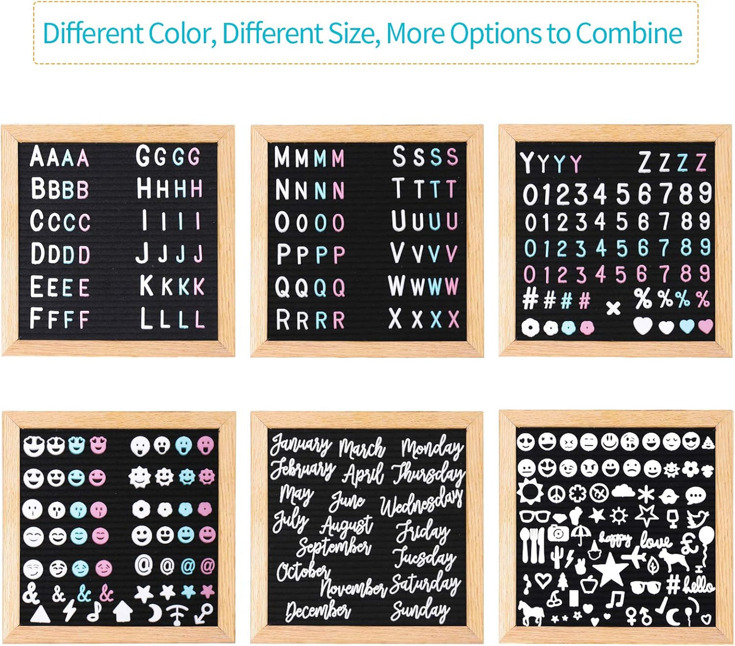 Felt Letter Board Message Board 10x10inch with Stand,Pre-cut&Sorted 805pcs White,Blue&Pink Changeable Letters+Weeks &Months Cursive Words,Word board Sign board with Sorting Tray&Gift Box(Gray)
