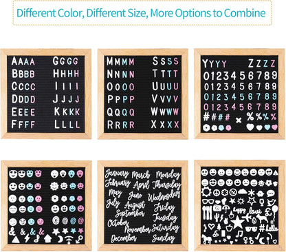 Felt Letter Board Message Board 10x10inch with Stand,Pre-cut&Sorted 805pcs White,Blue&Pink Changeable Letters+Weeks &Months Cursive Words,Word board Sign board with Sorting Tray&Gift Box(Gray)