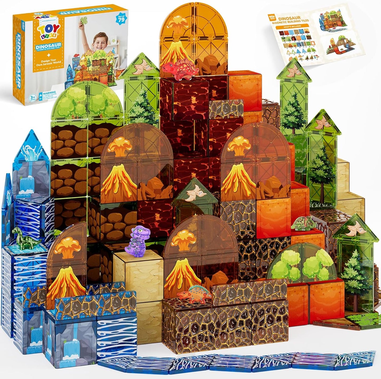 TOY Life 38 Pcs Magnetic Tiles Animals for Toddlers 3-5 Magnet Blocks for Kids Ages 4-8 STEM Magnet Tile Toys Building Tiles Set Christmas Birthday Gift for Boys and Girls