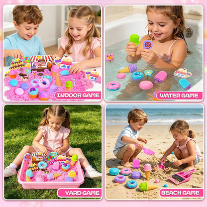 Bloolilies Sensory Bin, 59 Pcs Farm Sensory Sand Box Kits with Sandbox & Farm Animals & Tractor Playset, Play Sand Art Kit Magic Sand Toys for Boys Girls Toddlers Birthday Gift for Kids