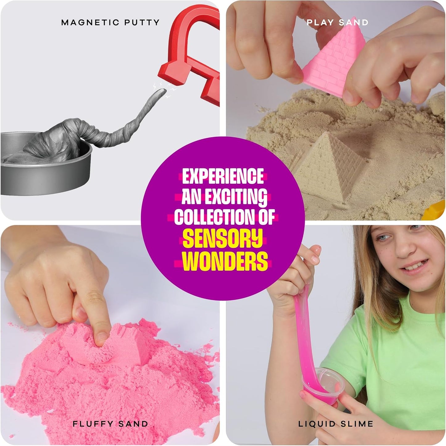 Dan&Darci Slime, Putty & Sand Sensory Science Kit - Slimes for Kids Age 8-10 8-12 - Play Sands Kits for Boys & Girls - 8 9 10 Year Old Boy Gifts - Christmas Birthday Gift - STEM Toys