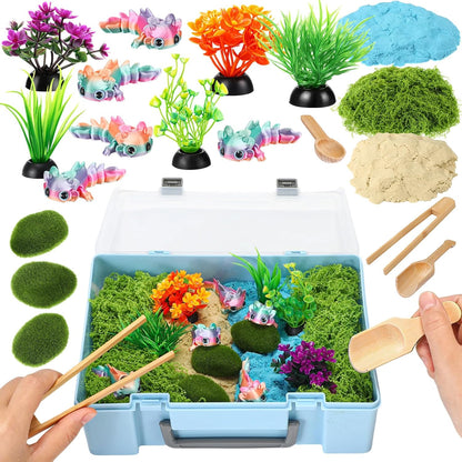 Jenaai Dinosaur Sensory Bin Dinosaur Excavation Archaeology Dig Kit Dino Skeletons Bones Puzzle Game Sandbox Storage with Lid Sand for DIY Making Kit Decoration Gifts Pretend Learning Construction