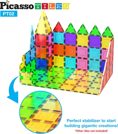 PicassoTiles 12pc Supersized Magnetic Building Tile Base Plate Jumbo XL Foundation Stabilizer Boards STEM Engineering Construction Kit for Kids Educational Learning Toy Magnet Blocks Stacking Set PT12