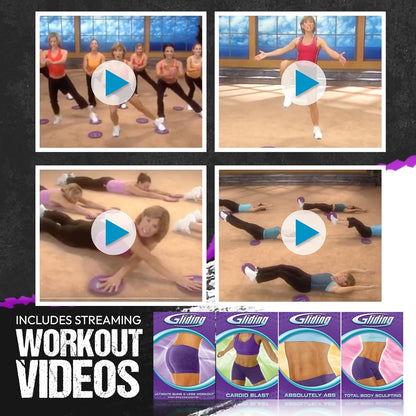 Gliding Discs for Working Out - Exercise Sliders for Carpet & Hardwood Floors 1 Pair, Authentic Workout Sliders Disc for Full Body Resistance Workout, Includes 4 Streaming Video Workouts