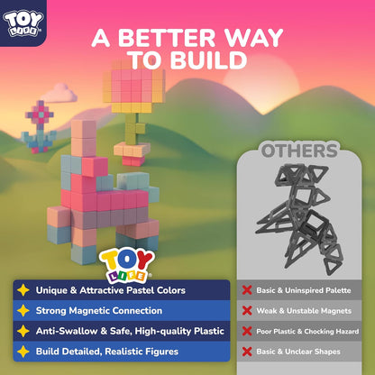 64PCS Magnetic Blocks, Magnetic Building Blocks for Kids Ages 3 4 5 6 Year Old, Magnet Cubes, Autism Montessori Toys, Preschool STEM Educational Sensory Magnet Toys Gifts for Kids 3-5 4-8