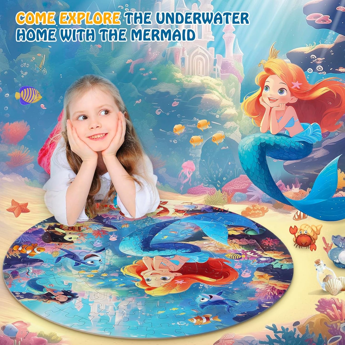 DIGOBAY United States Puzzle 70 Pieces USA Map Floor Jigsaw Puzzles for Kids Ages 4-10, Jumbo Round US Geography Puzzle 50 States with Capitals Educational Learning Toys for Boy or Girl