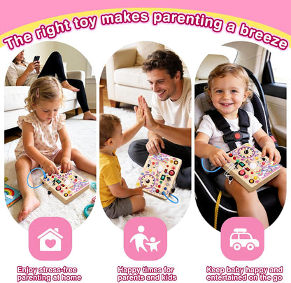 Grarain Busy Board for Toddlers - Montessori Educational Toy for 1-3 Year Old Boys & Girls | Travel-Friendly Sensory Learning Activity | Ideal for Kids with Autism(Clocks Busy Board)