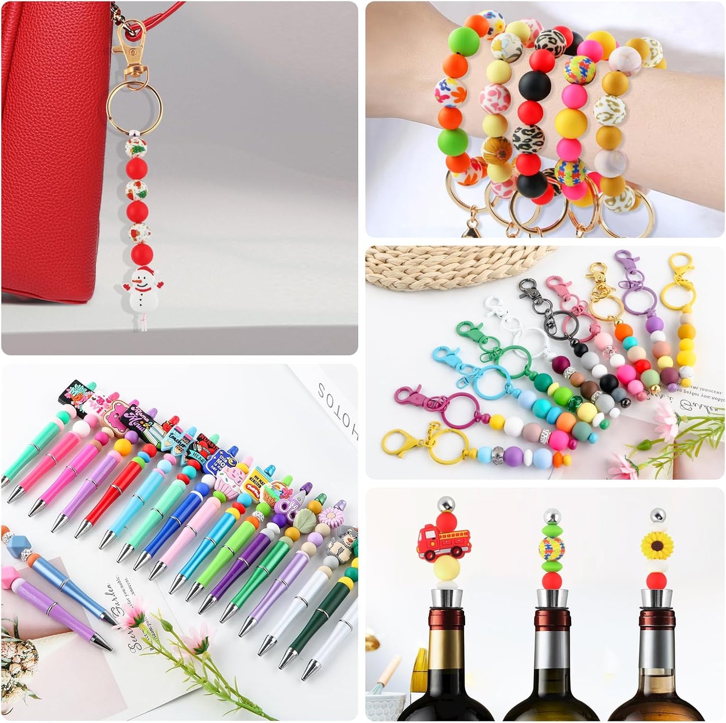 65Pcs 19mm Silicone Beads for Keychain Making Bracelet Necklace, Bulk Round Silicone Beads for Pens（Christmas Green） - Colors B