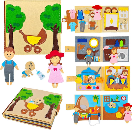 Montessori Busy Book for Toddlers 3-5 Baby Family Quiet Book Activity Learning Travel Toys for Toddlers Ages 3-5-7 Girls Gift