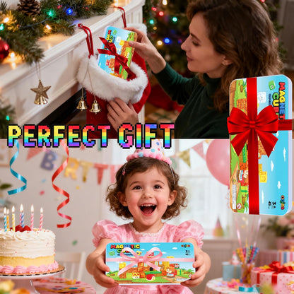 Mini Magnetic Tiles Travel Set with Case 30pcs, Mini Travel Magnet Tiles, Portable Travel Size Magnetic Tiles for Kids Ages 3-5 4-8 Boys Girls, STEM Magnet Toys for Outdoor, Kids Gift