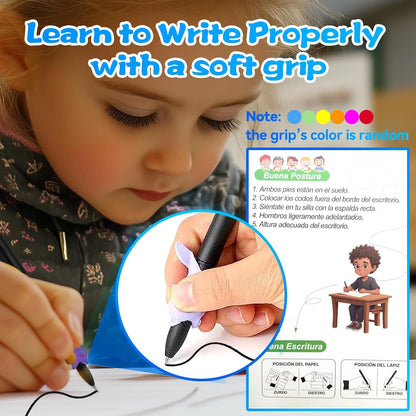 4 Magic Grooved Writing Practice for Kids - English Pre K Tracing Practice Book, Reusable Preschool Handwriting Workbooks Without Tears, 4-Theme Copybooks with Pen Refill for Age 3-10 (English, Small)