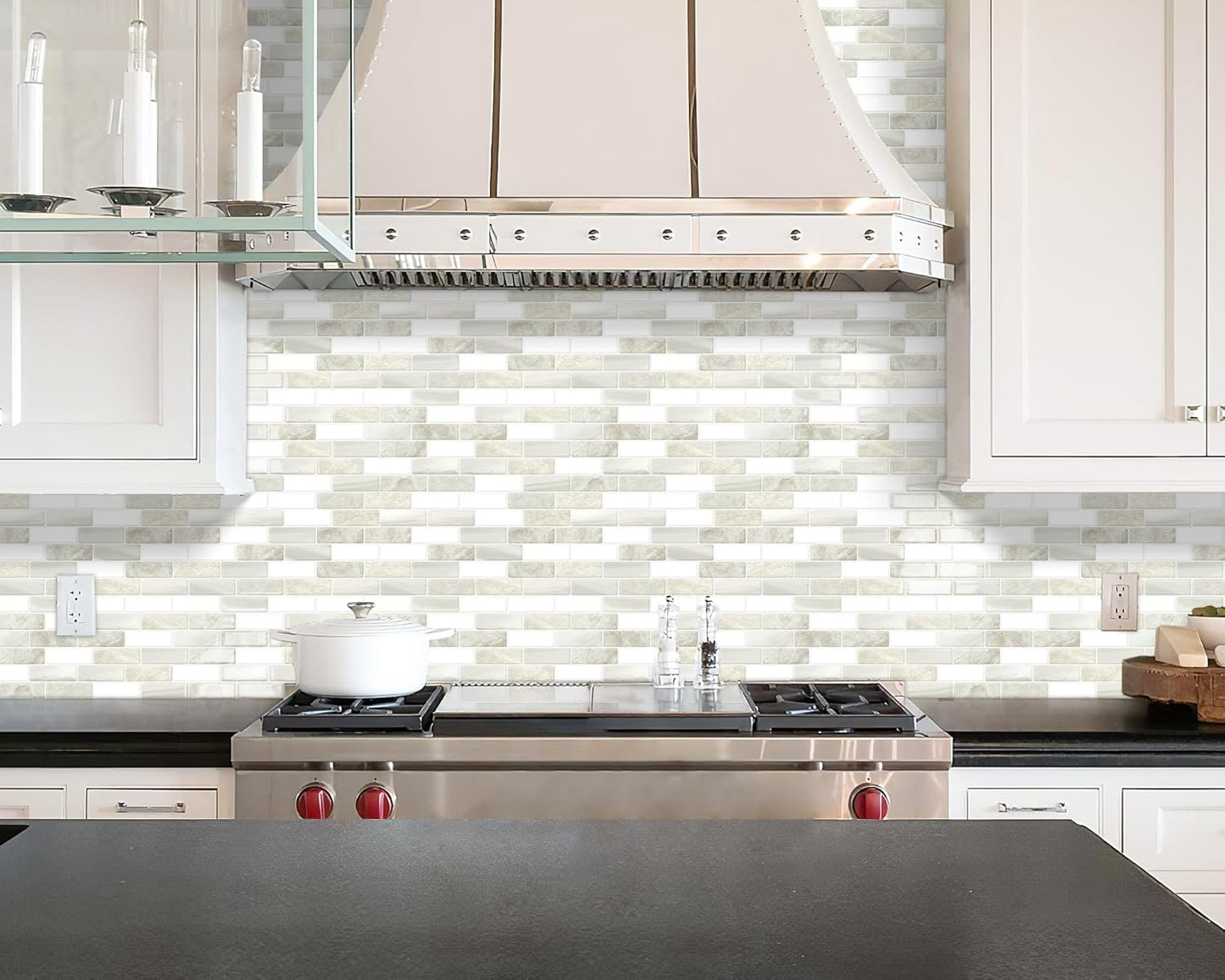 Thick Green Peel and Stick Tile Backsplash 12"x12" Self Adhesive Wall Marble Tiles for Kitchen (10-Sheet)