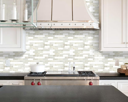 Thick Green Peel and Stick Tile Backsplash 12"x12" Self Adhesive Wall Marble Tiles for Kitchen (10-Sheet)