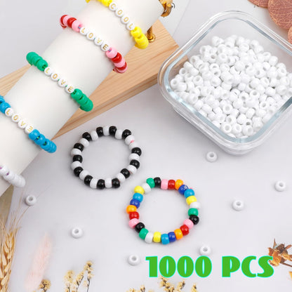 Auvoua 1000Pcs Pony Beads Bracelet 9mm Yellow Plastic Barrel Pony Beads for Necklace,Hair Beads for Braids,Key Chain,Jewelry Making (Yellow)