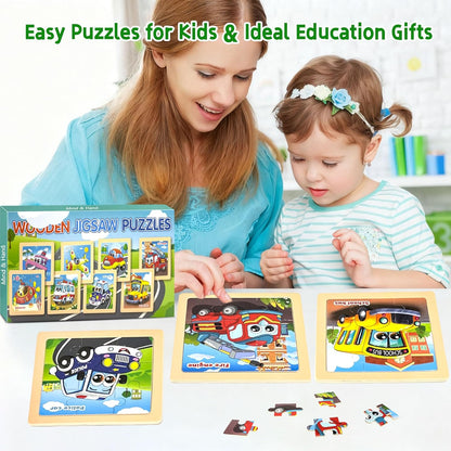 Wooden Animals Puzzles for Toddlers 2-4, 8 Pack 9 PCS Jigsaw Puzzles for Kids 2-4, Wooden Puzzles for Toddlers 3-5, Animal Puzzles for Kids 3-5, Preschool Puzzles Learning Educational Sets Toys