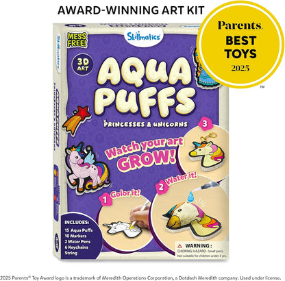 Skillmatics Aqua Puffs - 3D Art Kit, Animals, Mess-Free Paint by Number Craft for Kids, DIY Color Activity, Screen-Free Entertainment, Travel & Creative Gift for Girls & Boys Ages 4, 5, 6, 7, 8, 9, 10