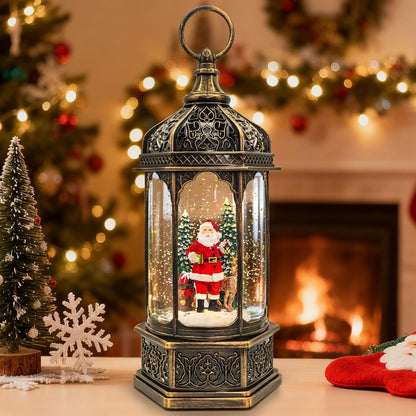 Christmas Snow Globes Lantern, Church and Christmas Tree Christmas Decorations Indoor, 6H Timer Battery & USB Powered Light Up Musical Snow Globes for Kids Women Adults Gift Thanksgiving Home Decor