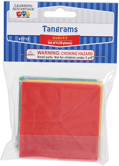 LEARNING ADVANTAGE Tangrams | Set of 28 | Puzzle Blocks for Geometry and Problem Solving | Math Manipulatives for Kids | Practice Early Geometry