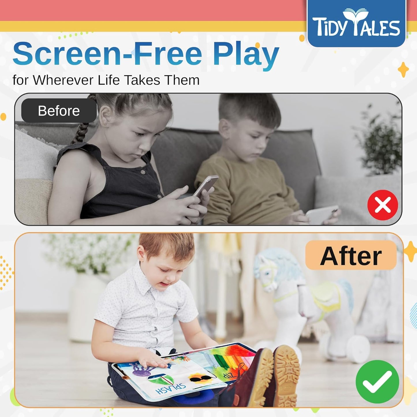 Busy Book for Toddlers 1-3 - No Loose Pieces - Montessori Toys for 1, 2, 3 Year Olds - Mess-Free Airplane Quiet Board Travel Toy - Educational Busy Board & Soft Toddler Activity Book