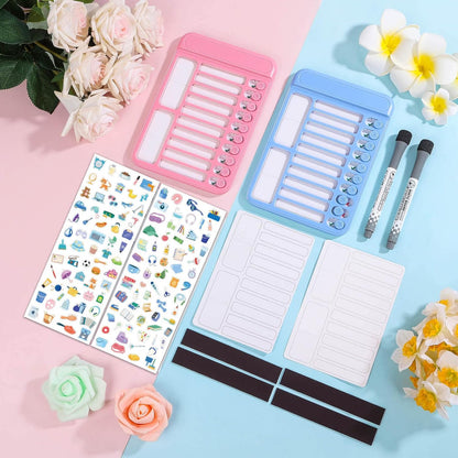 Audab Dry Erase Chore Chart for Kids, Magnetic Checklist Board, My Chores Slider Chart to Do List Board, Routine Reward Chart Schedule Board Task Tracker for Home Refrigerator, Wall, Desk (Pink)