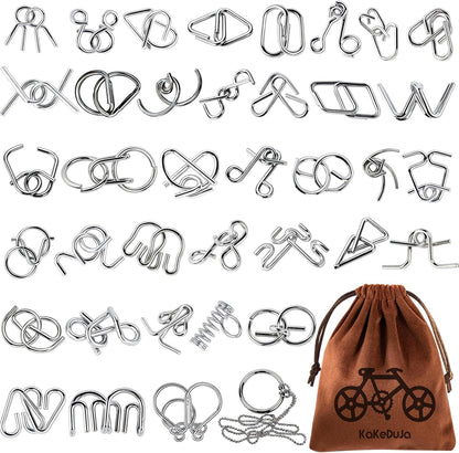 32 Pack Brain Teaser Puzzles & Colorful Easter Eggs - Challenging Metal Wire Puzzles for Kids & Adults - DIY Easter Basket Stuffers, Family Logic Games, Party Favors