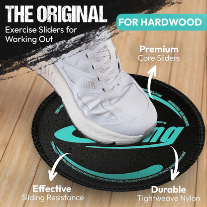 Gliding Discs for Working Out - Exercise Sliders for Carpet & Hardwood Floors 1 Pair, Authentic Workout Sliders Disc for Full Body Resistance Workout, Includes 4 Streaming Video Workouts