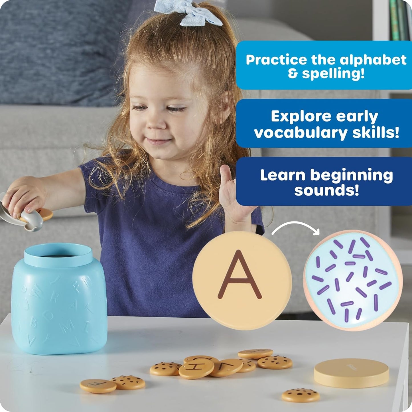 Learning Resources Alphabet Cookie Jar - ABC Toys for Kids, Alphabet Activities, Phonics Practice, Reading Practice, Language Development, Toddler Montessori Toys, Birthday Gifts for Boys and Girls