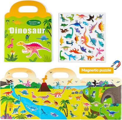 Magnetic Playset Portable Playboard, Cute Farmhouse Animal Reusable Magnets Sticker Books for Toddlers 3-5 Years, 34 PCS Refrigerator Magnets for Kids Girls Boys Perfect Preschool Learning Travel Toy