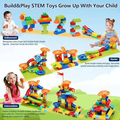 Marble Run Building Blocks for Kid: 3 4 5 6 8 Year Old Montessori Education Preschool STEM Toy - Age 4-8 Kids Creative Puzzle Marbles Track - Christmas Birthday Gifts for Boys Girls