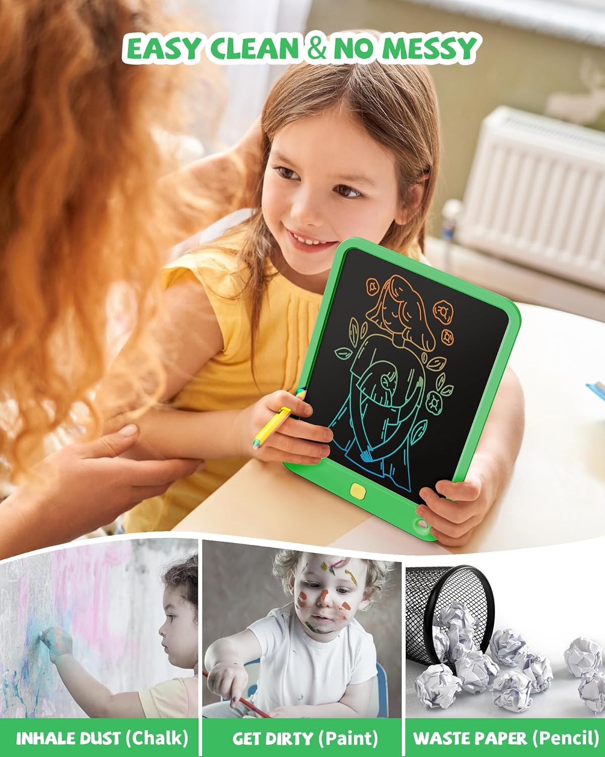 LCD Writing Tablet 10 Inch, Toys for 3 4 5 6 7 8 9 10 Year Old Boys Girls, Colorful Doodle Board Drawing Tablet, Gift for Boys Toddlers Age 3-12 Years, Memo Board, Drawing Pads with Lanyard(Blue)