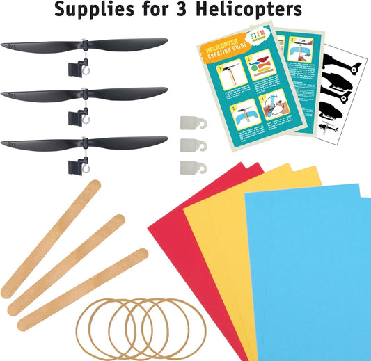 Rubber Band Helicopter Kit – 10-Pack - DIY STEM Craft Project for Kids - Build Your Own Rubberband Flying Toy