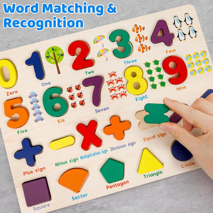 Shape Puzzles Wooden Puzzles for Toddlers, Peg Puzzle Educational Shape Sorter Toys Wooden Shape Board Puzzles, Preschool Learning Educational Toy for Baby Girls Boys