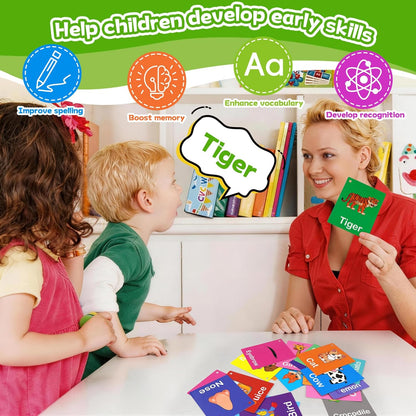Toddler Learning Flash Cards, 60 PCS Double Sides Flashcards for Alphabets, Numbers, Colors, Shapes, Sight Words, Baby Cognitive Flashcards for Kids, Preschool Kindergarten Learning Activities