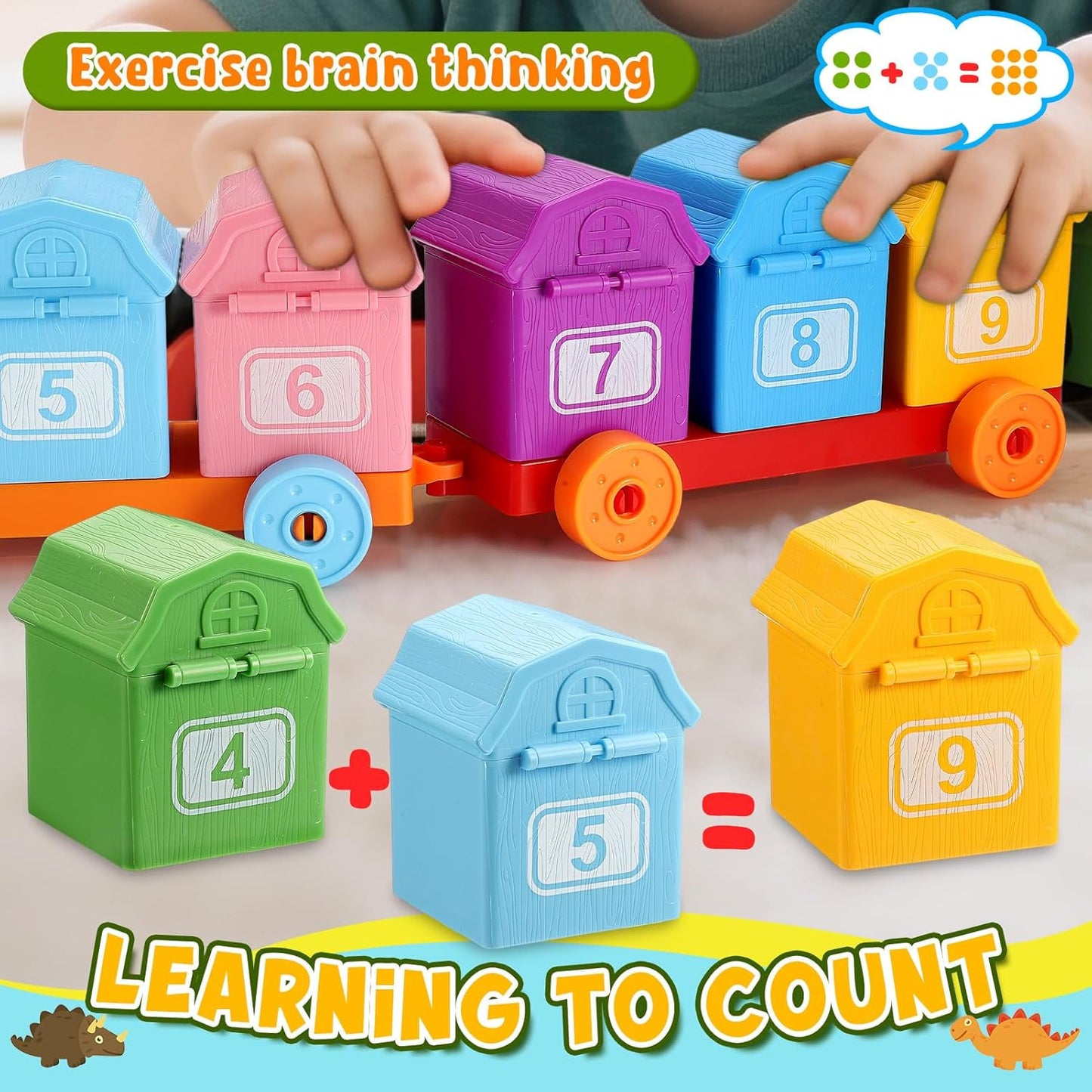 Animal Montessori Learning Toys for 2 3 4 5 Year Old Kids, Toddler Animals Train Locks & Keys Matching Toys Counting & Sorting Trains Set, Preschool Toy Boys Girls Christmas Birthday Gifts Age 2-4 3-5