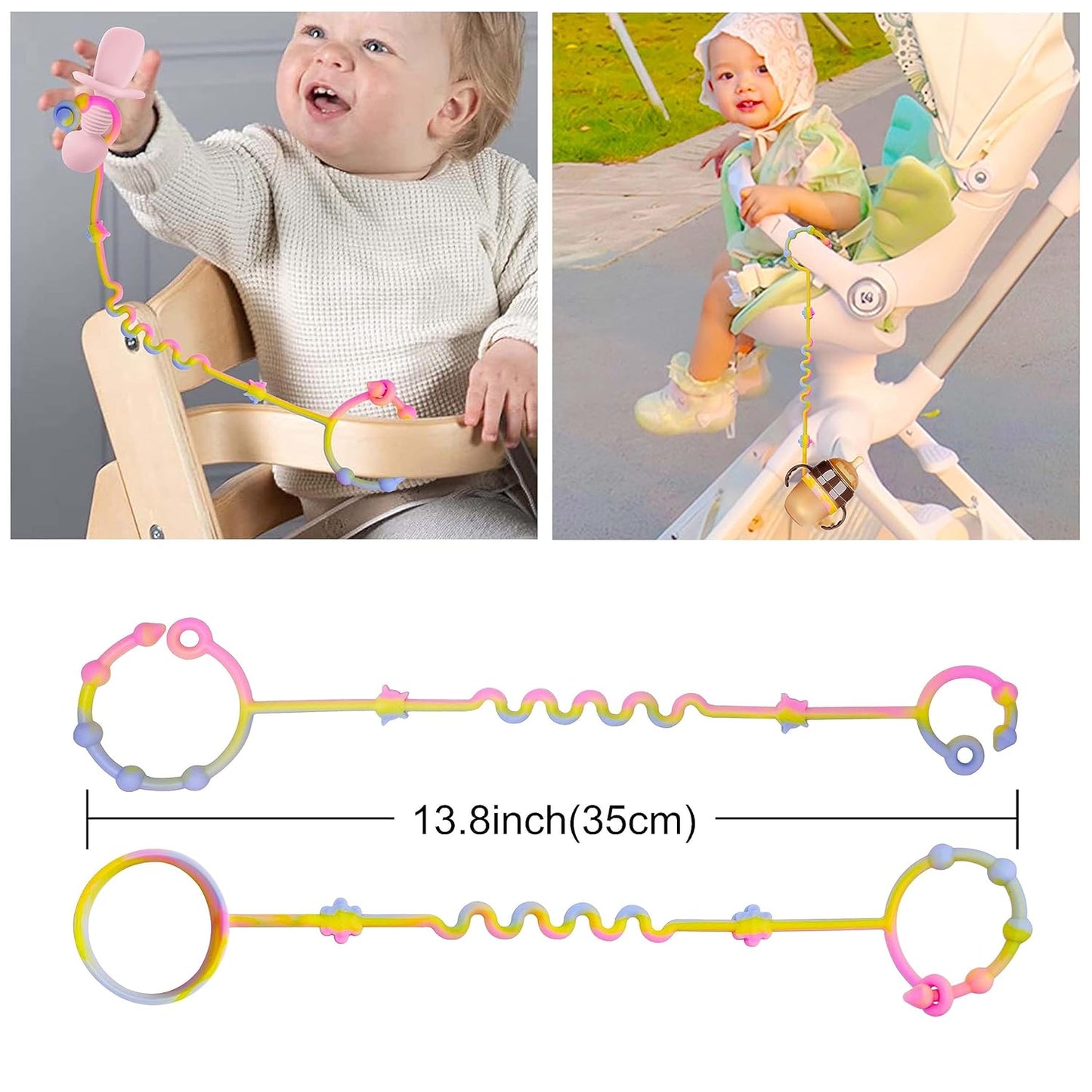 Toy Straps for Baby,RTMOK Silicone Setpacifier Clip,Applies to Car Seat Toy,Teether Toy,High Chair,Stroller Accessories,Baby Toy Clips,Cribs,Rocking Chair